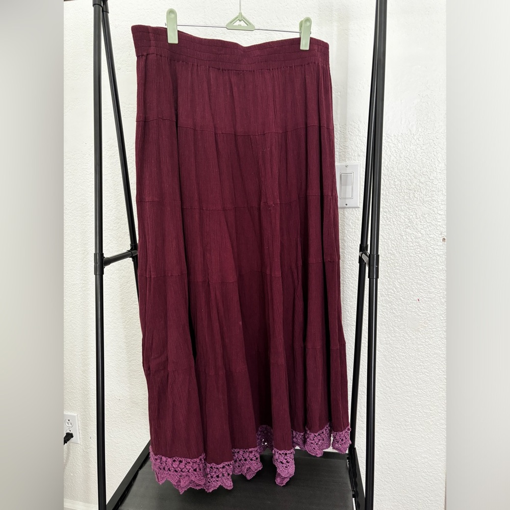 Vintage Tiered Boho Maxi Skirt